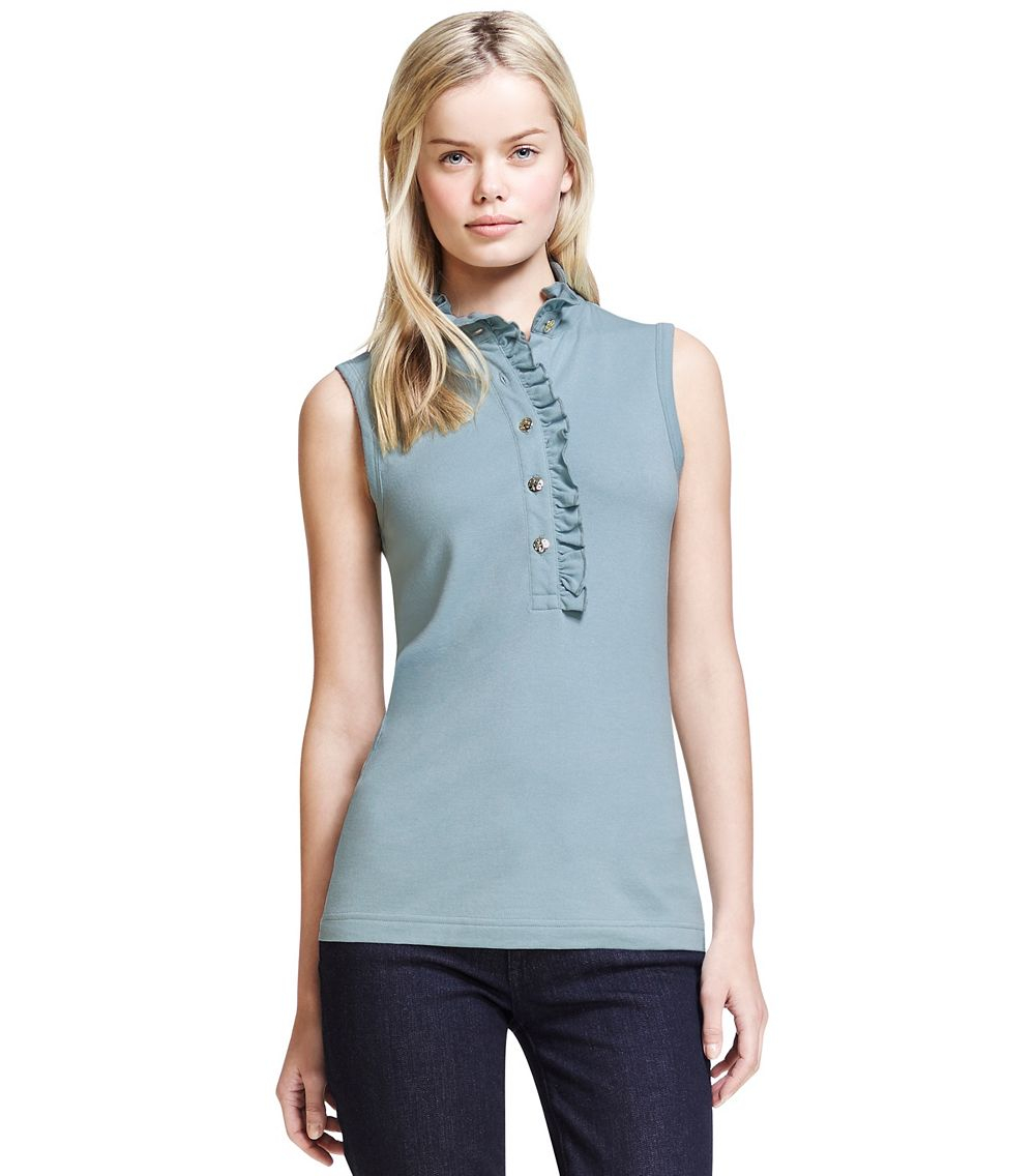 Tory Burch Sleeveless Lidia Polo in Blue - Lyst