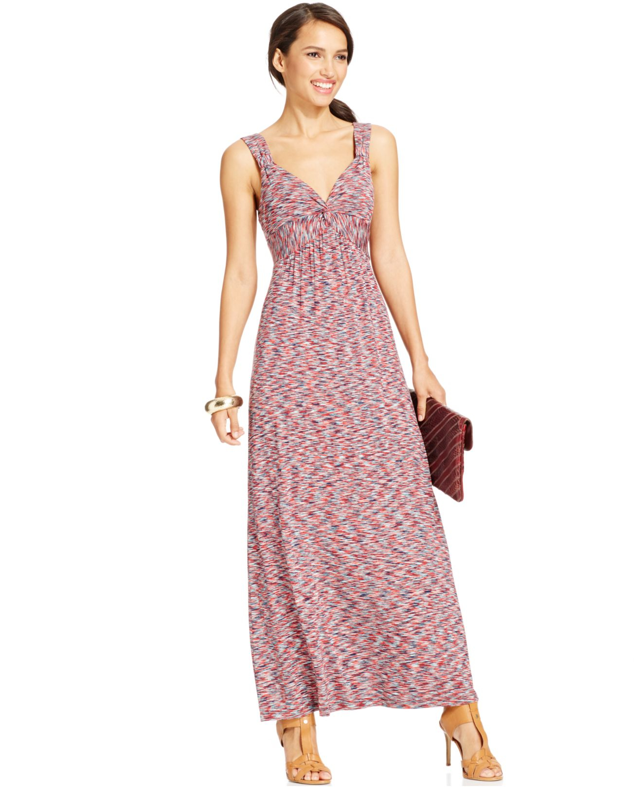 Lyst - Spense Petite Space-Dye Sleeveless Maxi Dress in Red