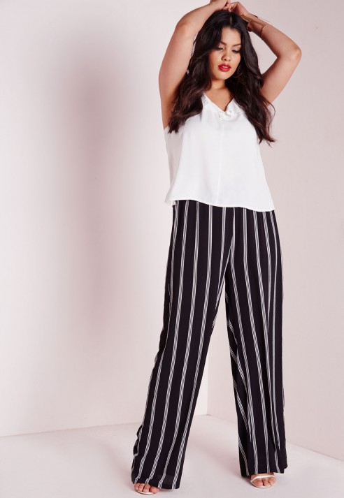 plus size black wide leg trousers