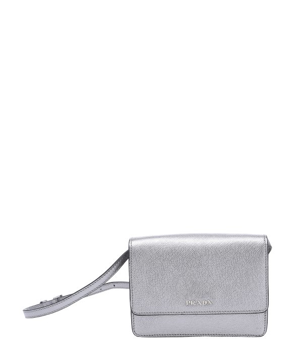 replica designer handbags prada - Prada Silver Metallic Saffiano Leather Mini Cross Body Bag in ...