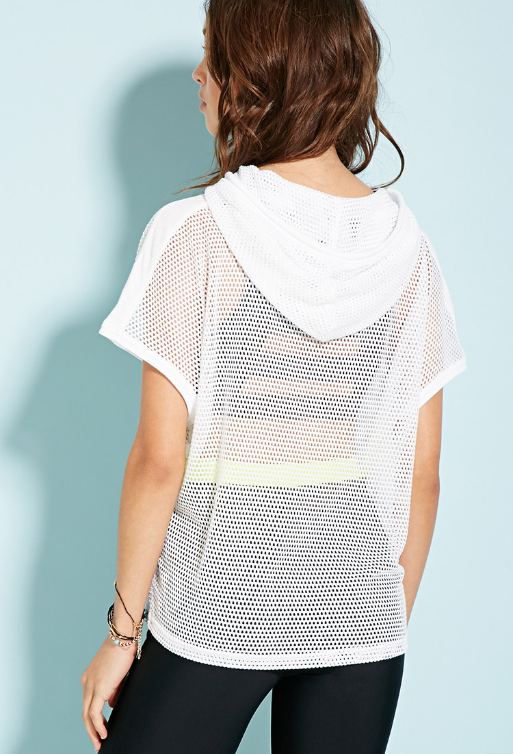 Forever 21 Active Netted Mesh Hoodie in White Lyst