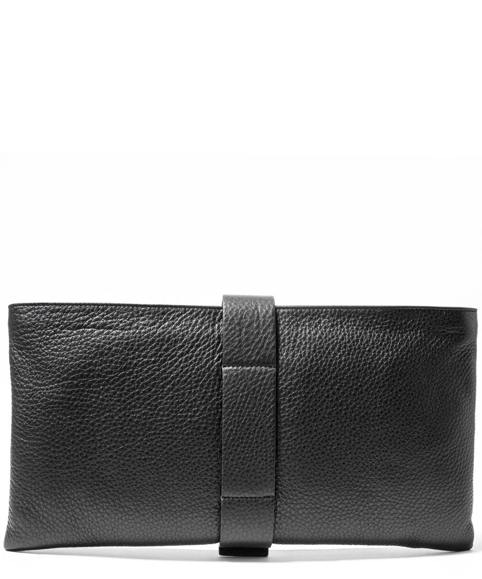 Lyst Lanvin Black Grained Leather Envelope Clutch Bag in Black