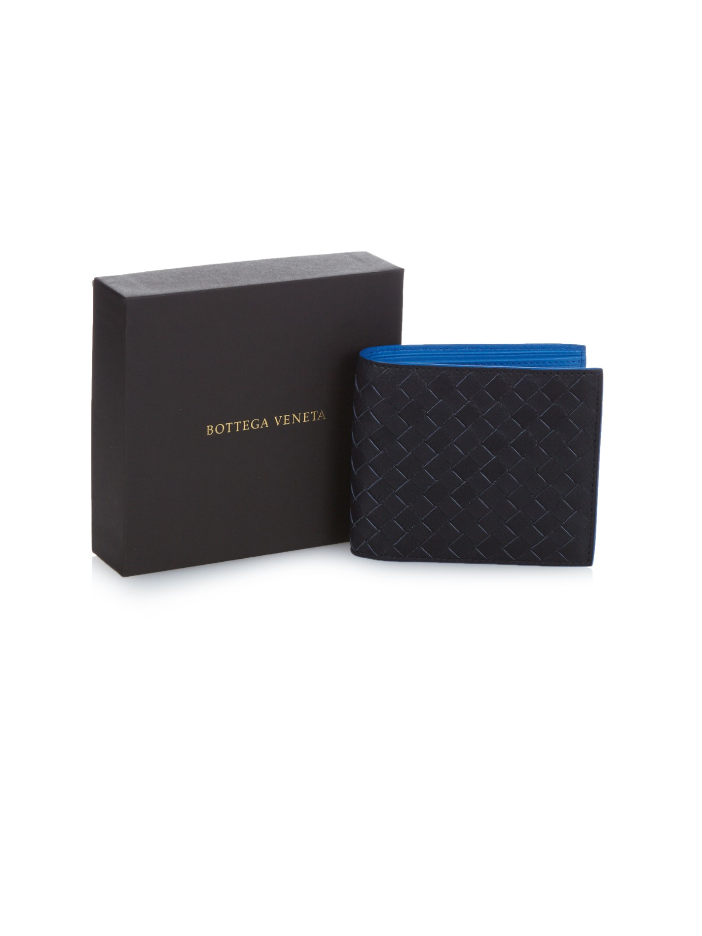 Lyst - Bottega Veneta Bi-colour Intrecciato Leather Wallet in Blue for Men