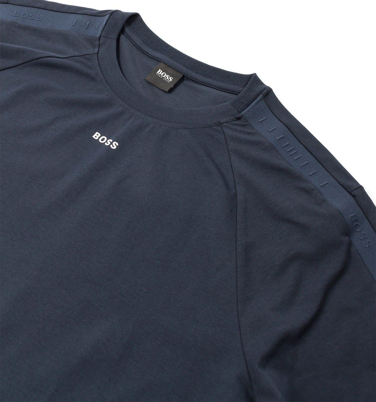 BOSS by HUGO BOSS Centre Logo Tape Detail T-shirt in Blue for Men | Lyst