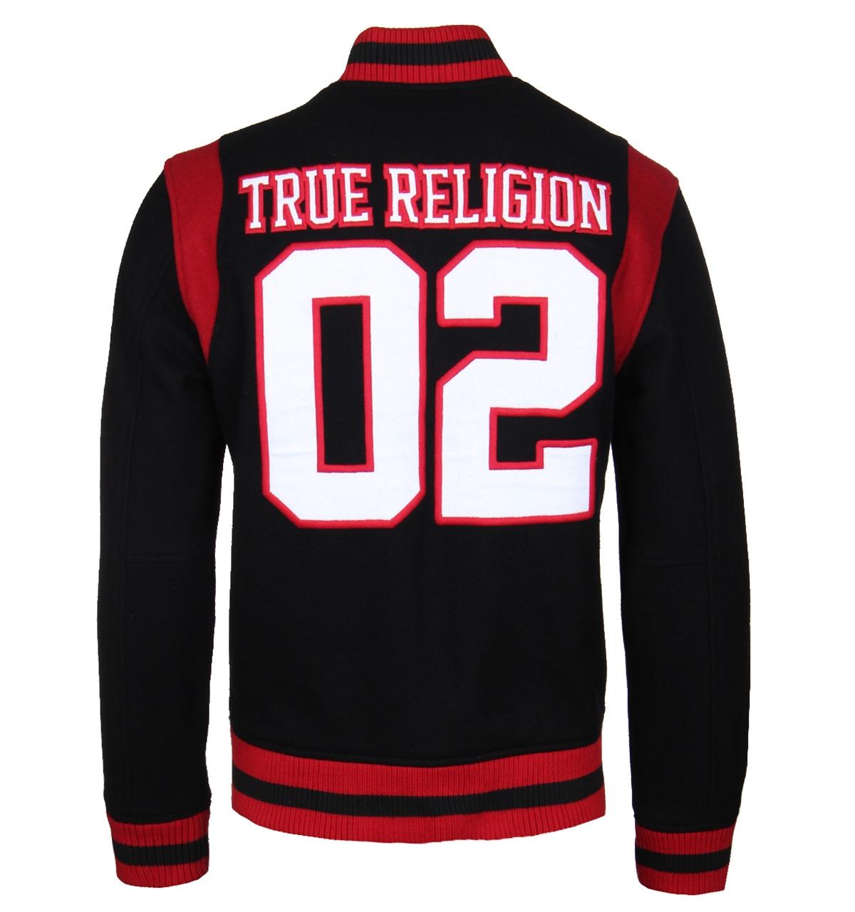 true religion red and black shirt