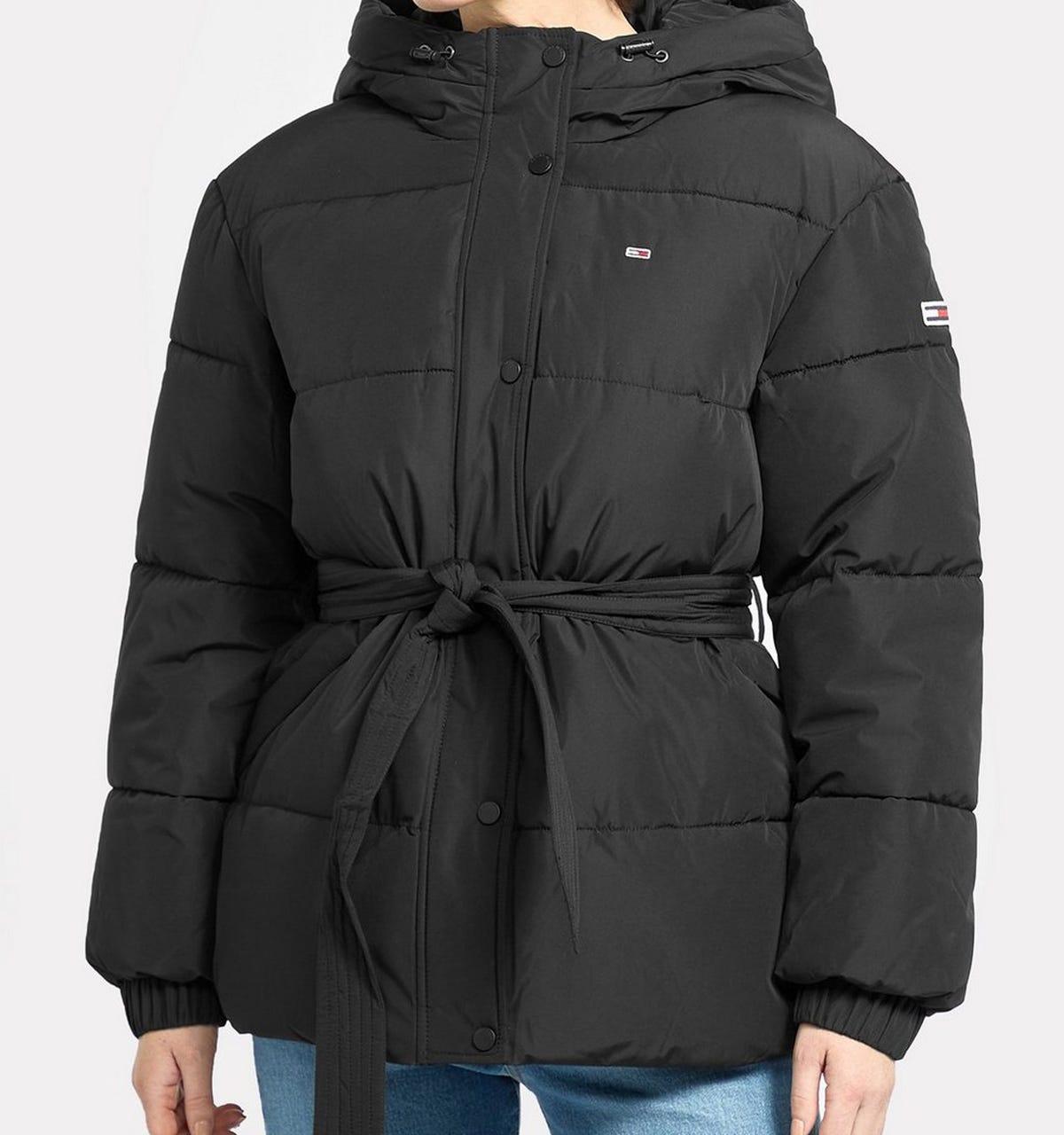 Tommy Hilfiger Womens Belted Puffer Jacket in Black | Lyst