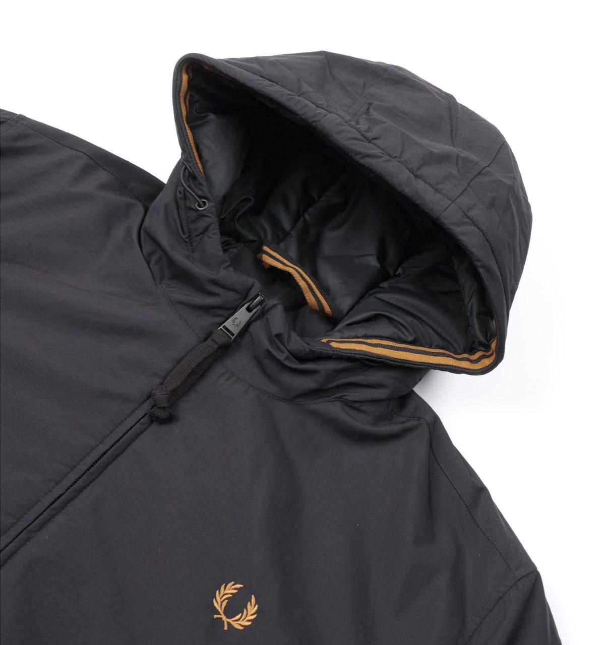Fred Perry Brentham Padded Hooded Jacket in Black for Men | Lyst