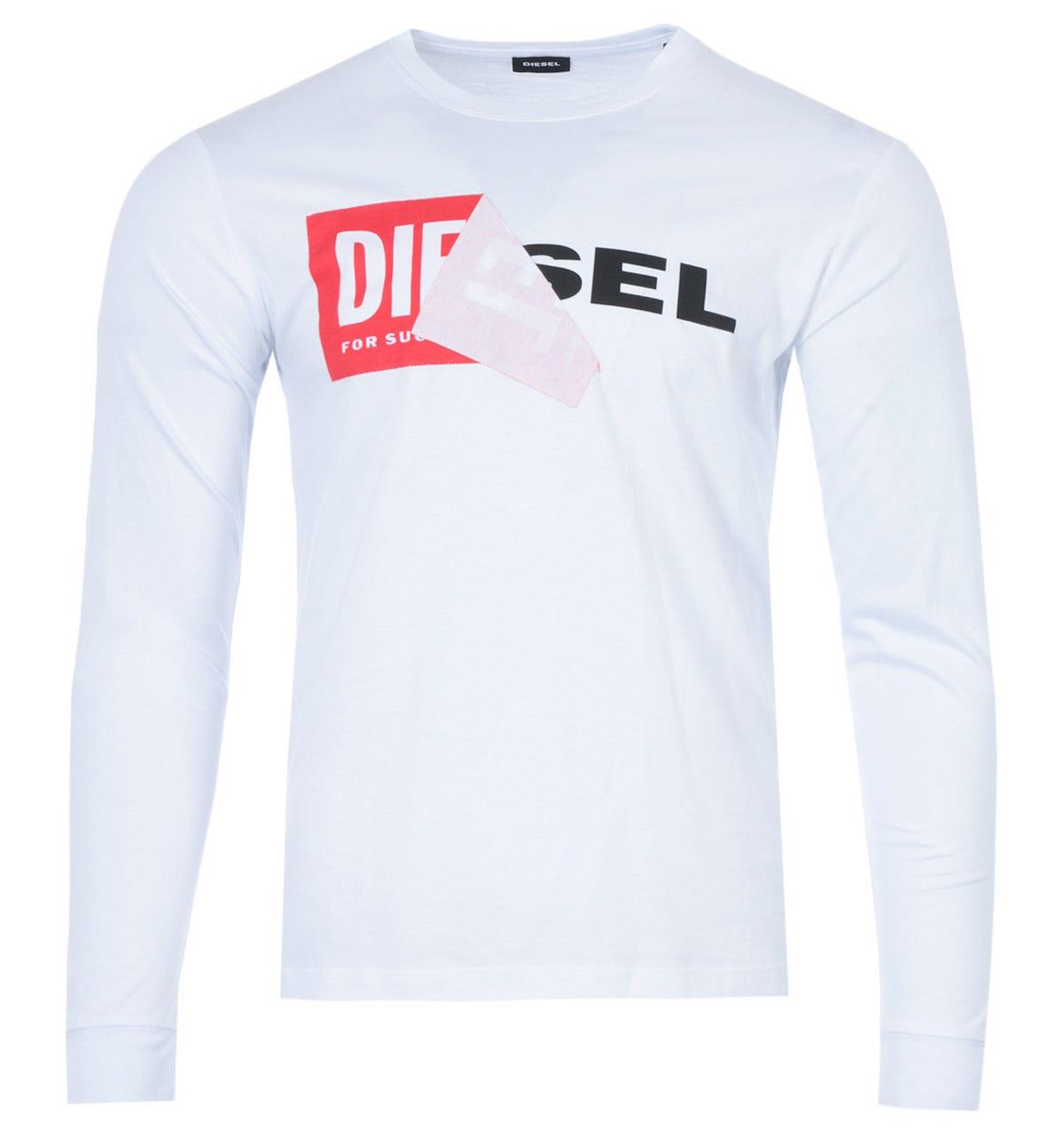 DIESEL Cotton T-diego Double Logo Long Sleeve T-shirt in White for Men -  Save 5% | Lyst