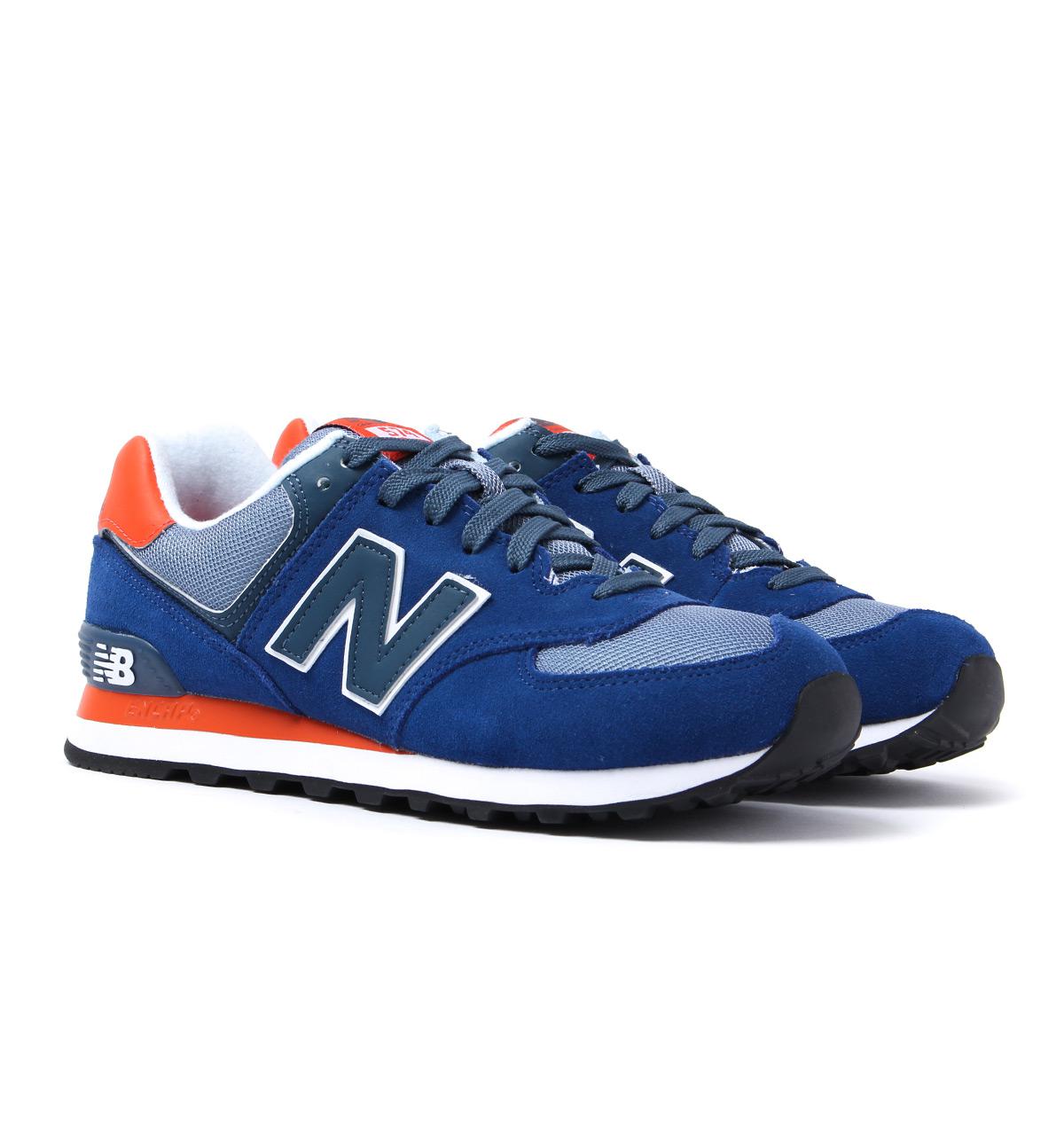New Balance 574 Royal Blue & Orange Suede Trainers for Men - Lyst