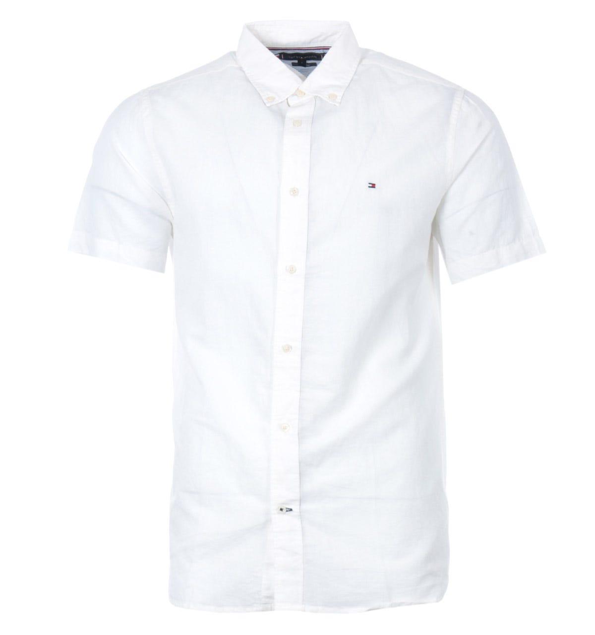 Tommy Hilfiger Cotton Linen Short Sleeve Shirt in White for Men | Lyst