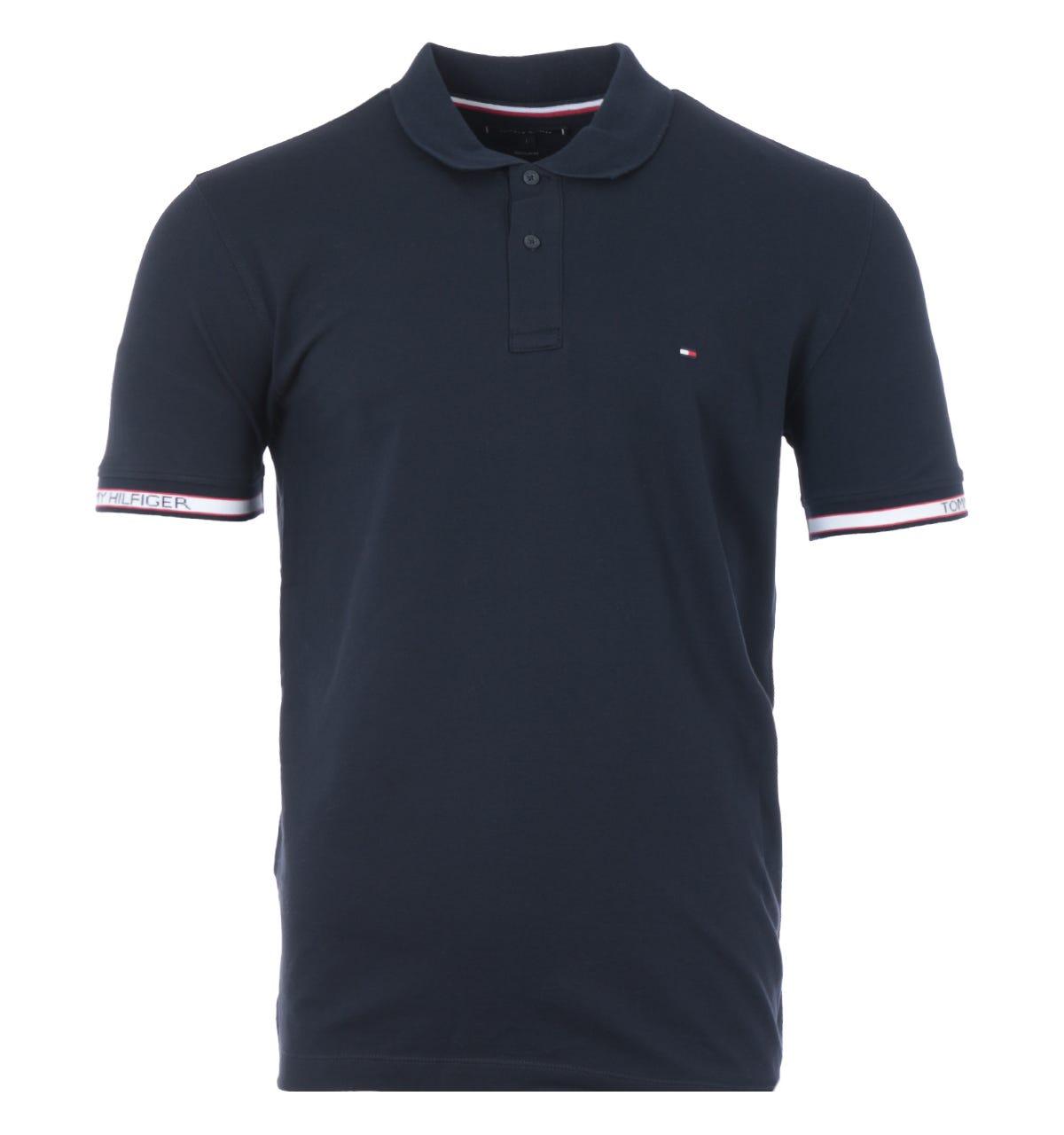 Tommy Hilfiger Logo Tape Polo Shirt in Blue for Men | Lyst