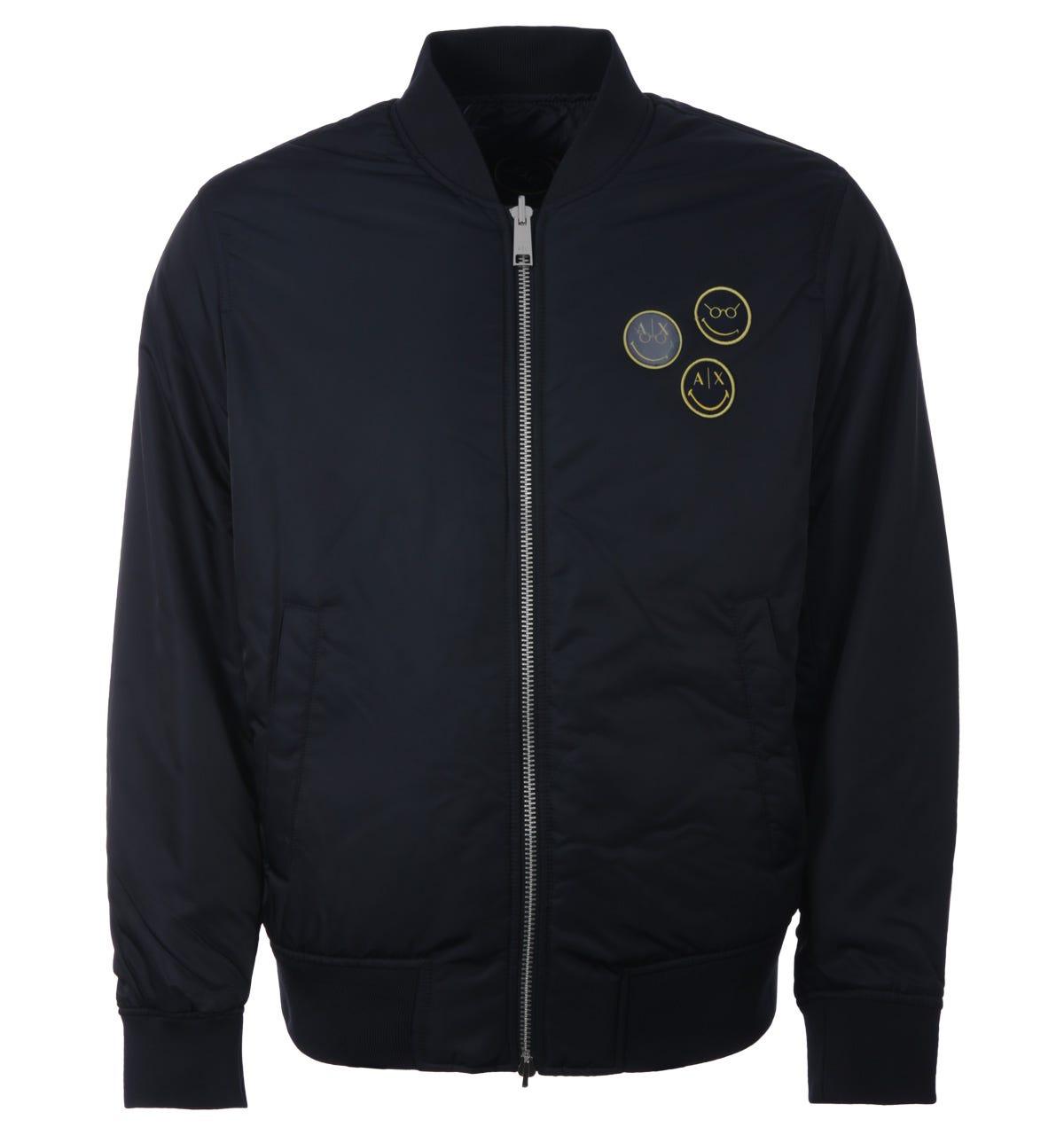 Armani Exchange X Smiley Reversible Recycled Bomber Jacket in Blue for