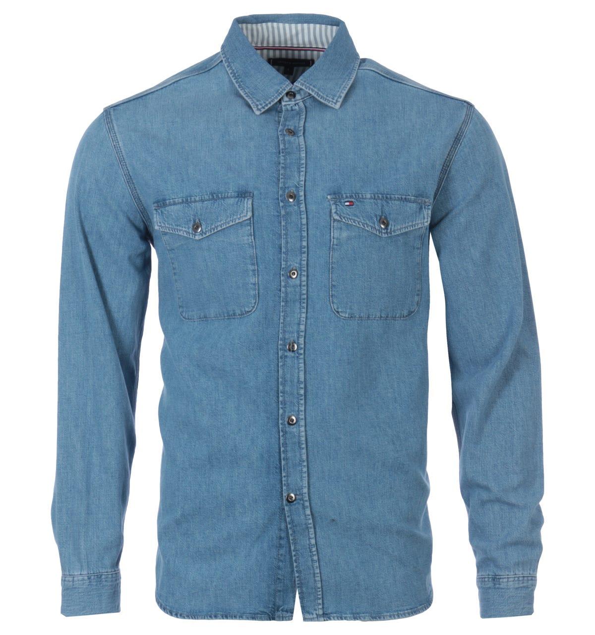 Tommy Hilfiger Denim Long Sleeve Shirt in Blue for Men | Lyst