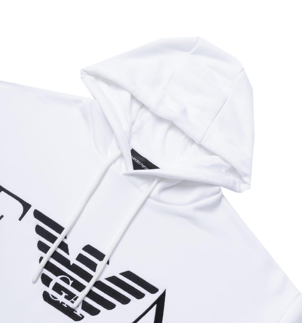 Emporio Armani Cotton Ea Eagle Logo White Hoodie for Men - Lyst