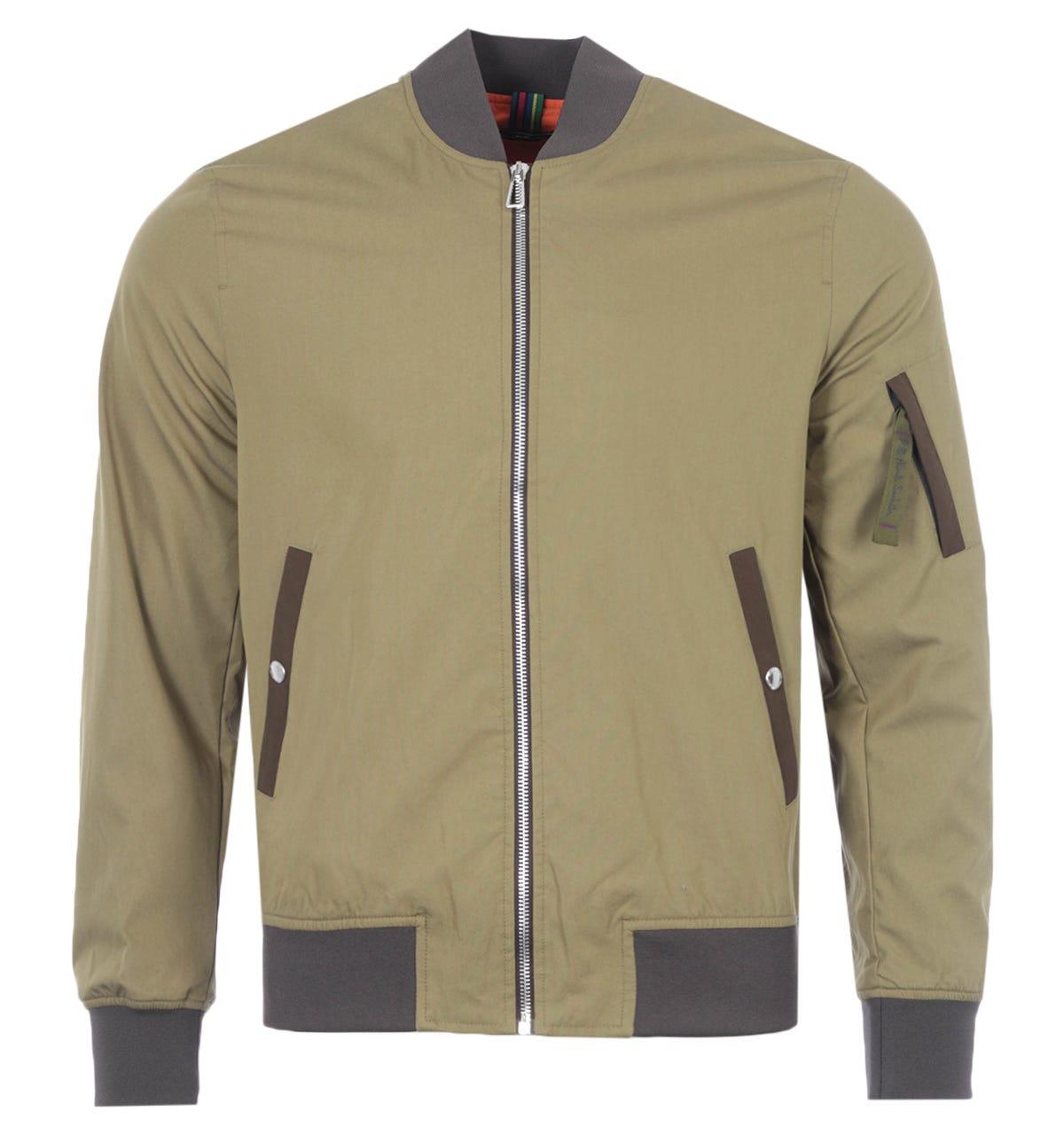 PS by Paul Smith Cotton Blend Bomber Jacket in Green for Men | Lyst