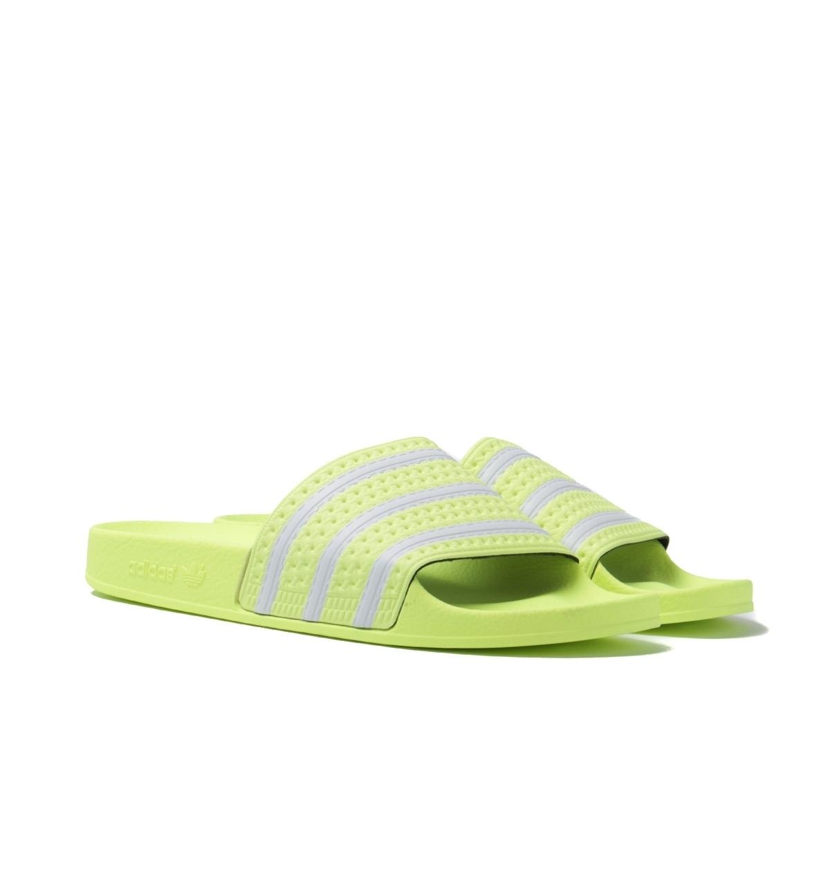 neon adidas slides
