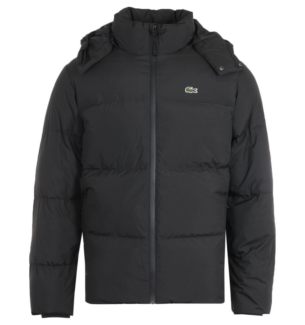 Lacoste Synthetic Winter Removable Hood Black Down Jacket for Men - Lyst
