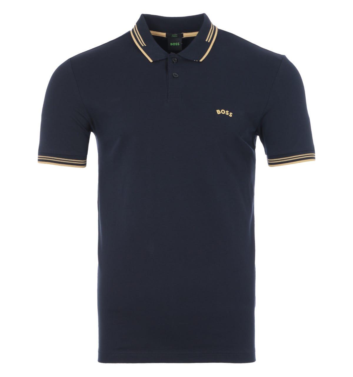 BOSS by HUGO BOSS Paul Curved New Logo Slim Fit Polo Shirt in Blue for ...