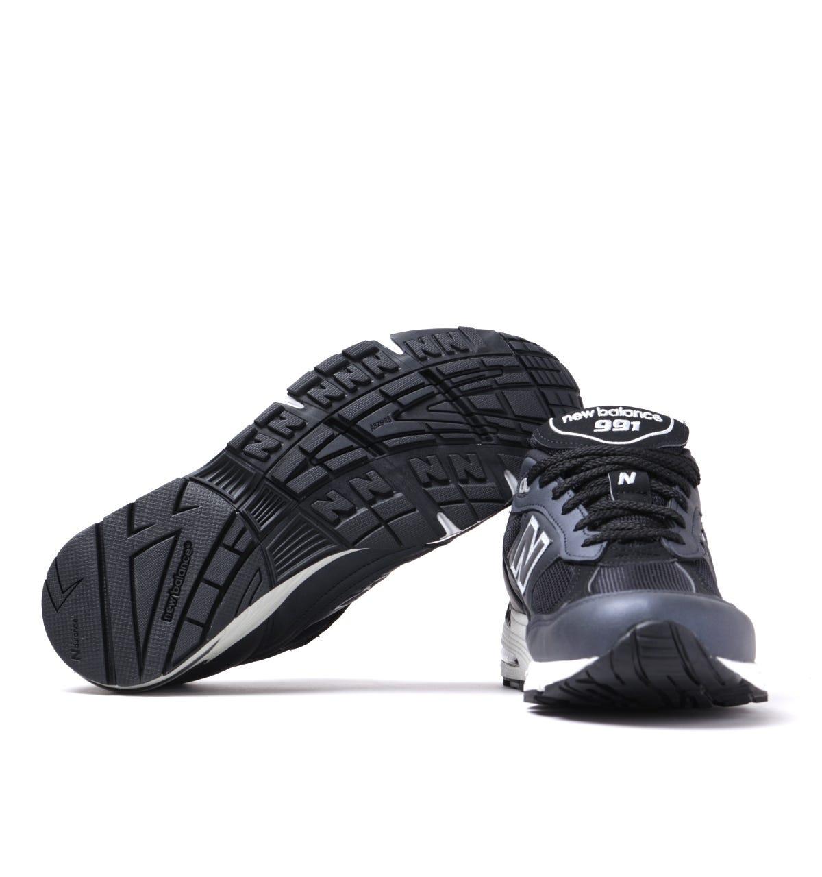 New Balance M991 Made In England Navy & Black Leather Trainers in Blue for Men - Lyst