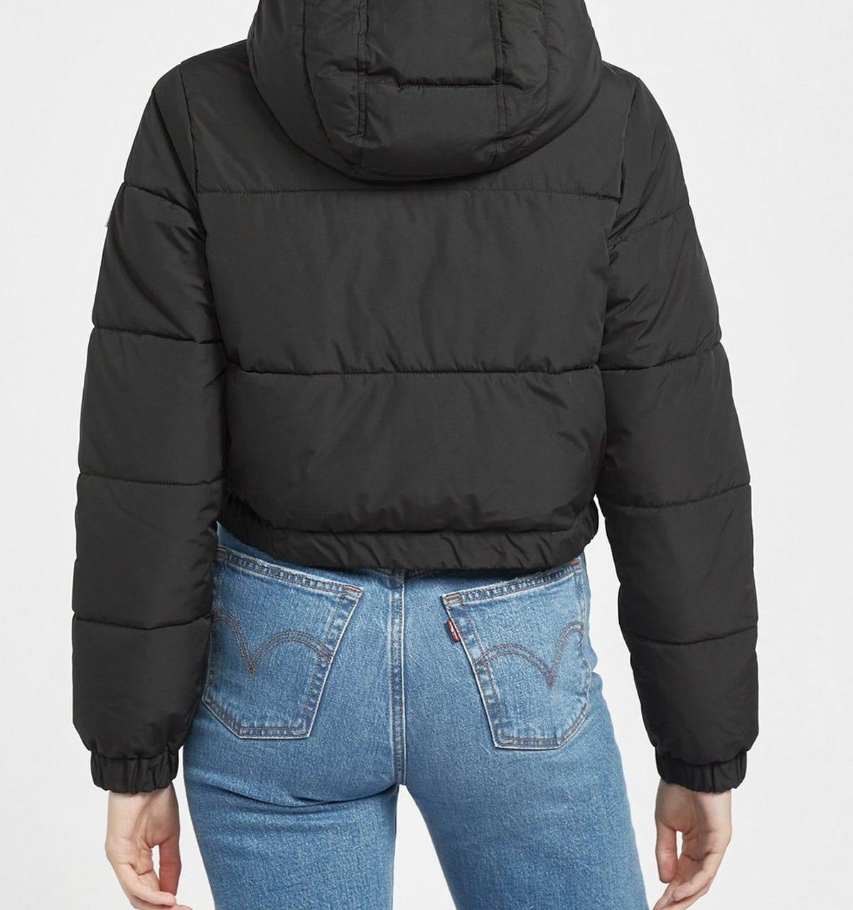 Tommy Hilfiger Denim Womens Cropped Hooded Puffer Jacket in Black | Lyst