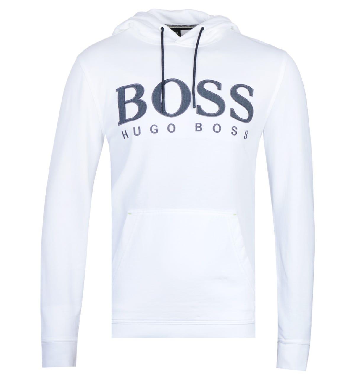 BOSS by Hugo Boss Weztand Contrast Logo White Hoodie for Men - Lyst
