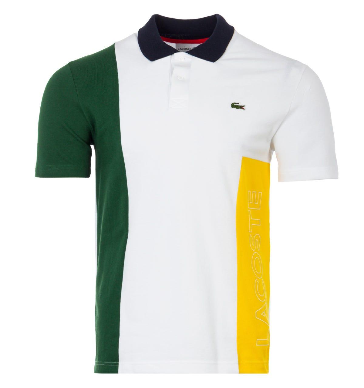 Lacoste Colour Block Stretch Cotton Polo Shirt in White for Men | Lyst