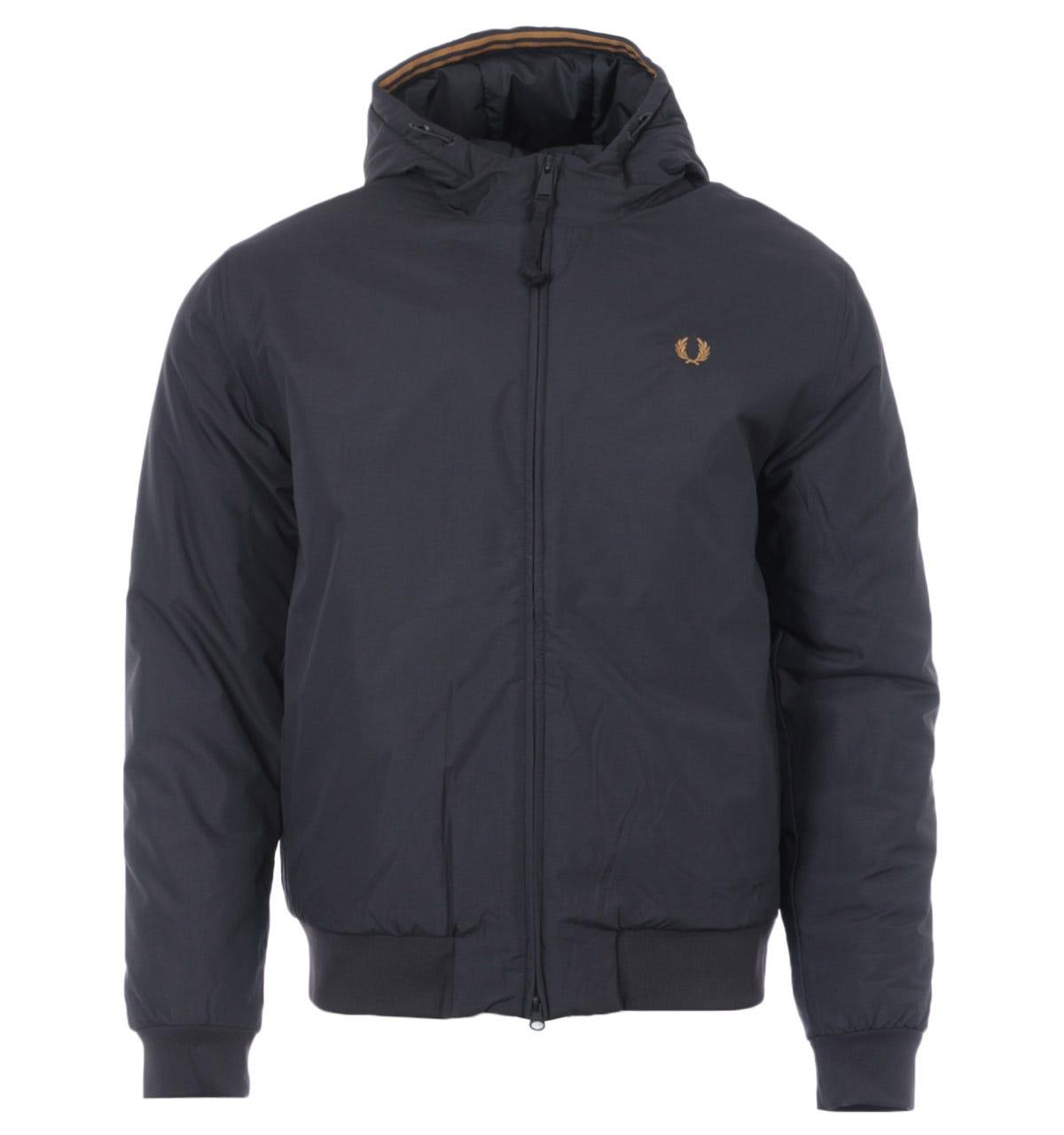 Fred Perry Synthetic Brentham Padded Hooded Jacket in Black for Men | Lyst