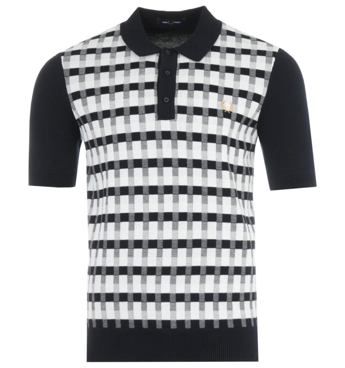 Fred Perry Cotton Abstract Check Knitted Polo Shirt in Navy (Blue) for Men  | Lyst
