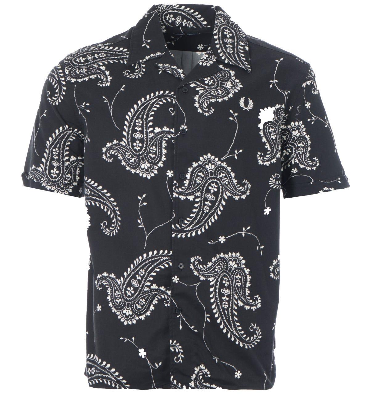 Fred Perry Paisley Print Revere Collar Shirt in Black for Men | Lyst