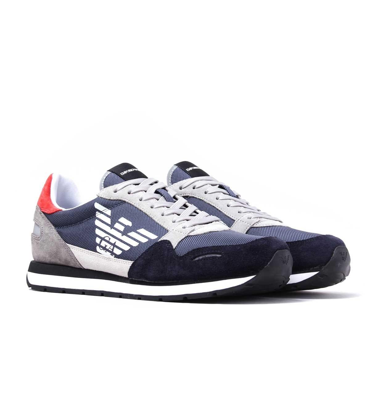 Emporio Armani Suede Eagle Logo Navy Runner Trainers in Blue for Men - Lyst