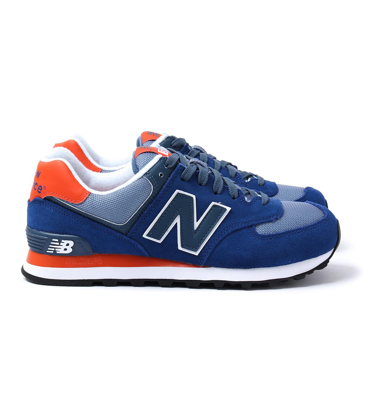 New Balance 574 Royal Blue & Orange Suede Trainers for Men - Lyst