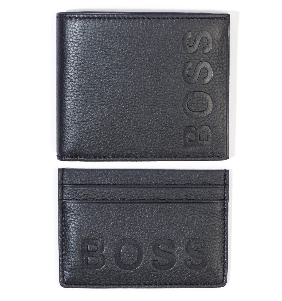 BOSS by HUGO BOSS Grained Leather Wallet & Card Holder Gift Box Set in  Black for Men | Lyst