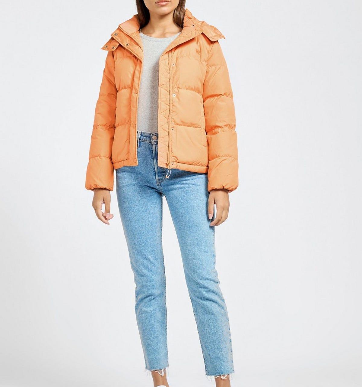 Levi's Synthetic Womens Quinn Short Down Puffer Jacket in Orange | Lyst