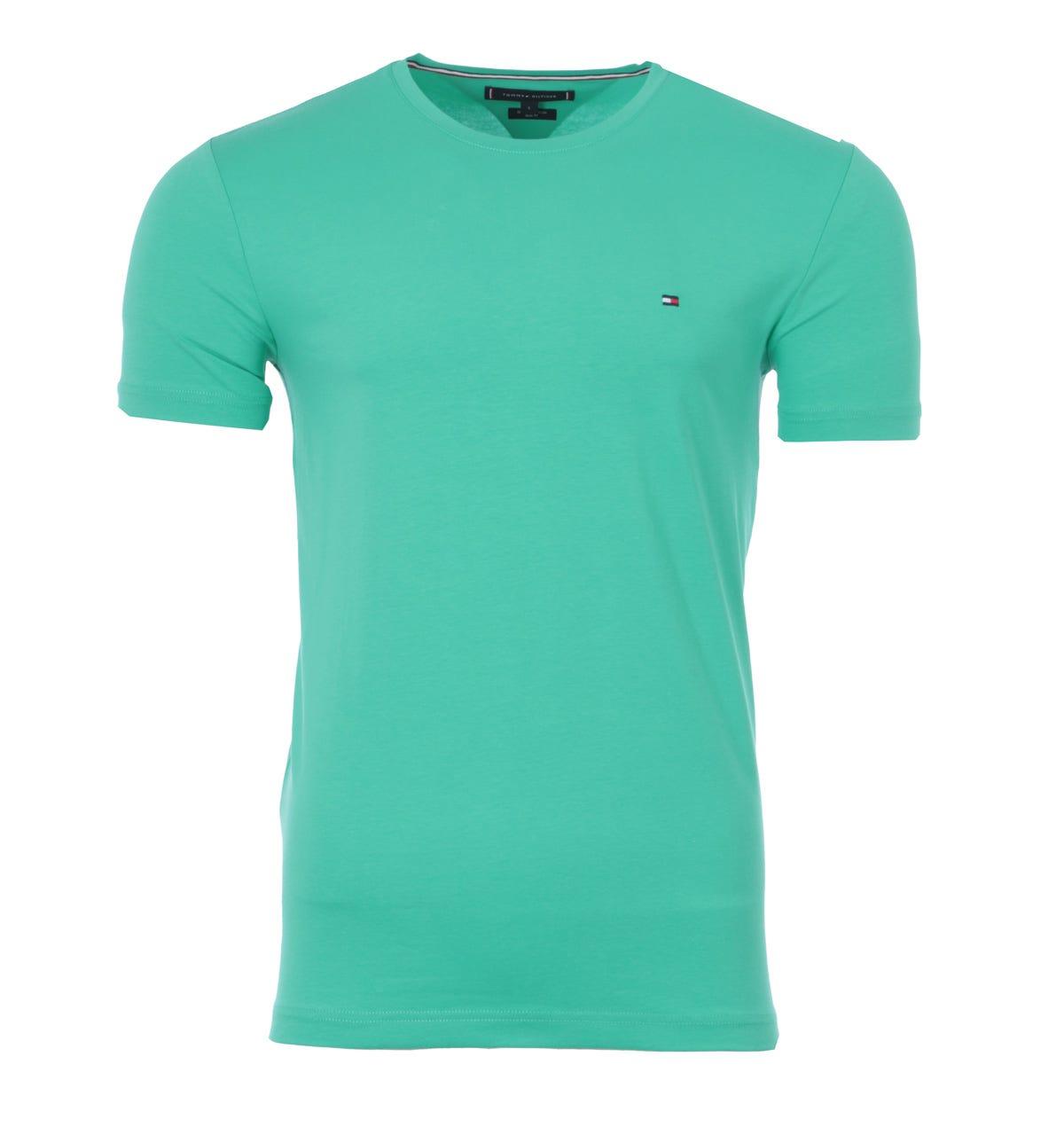 Tommy Hilfiger Stretch Organic Cotton Slim Fit T-shirt in Green for Men |  Lyst