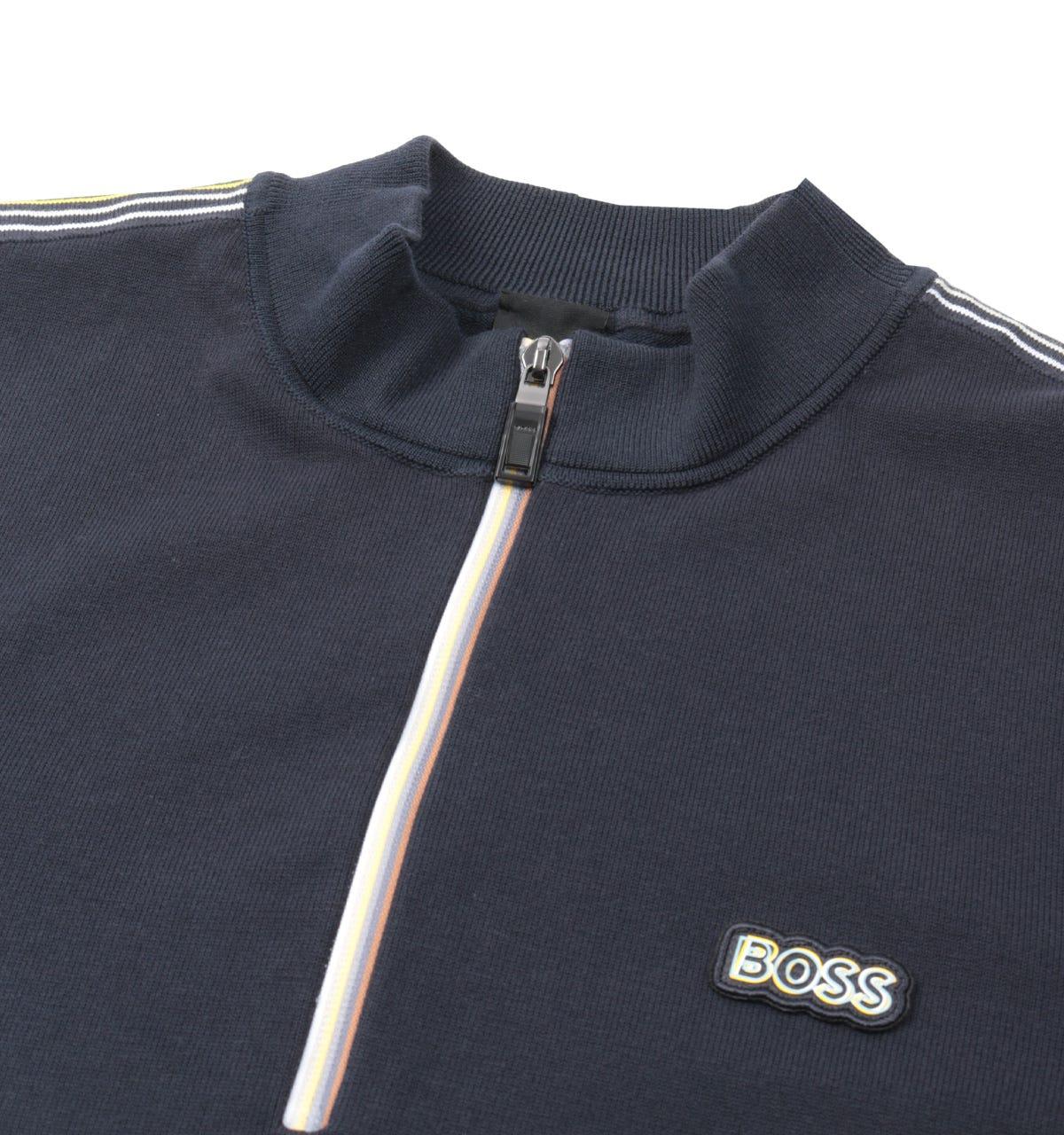BOSS by HUGO BOSS Zaddy Knit Zip Short Sleeve Polo in Blue for Men | Lyst