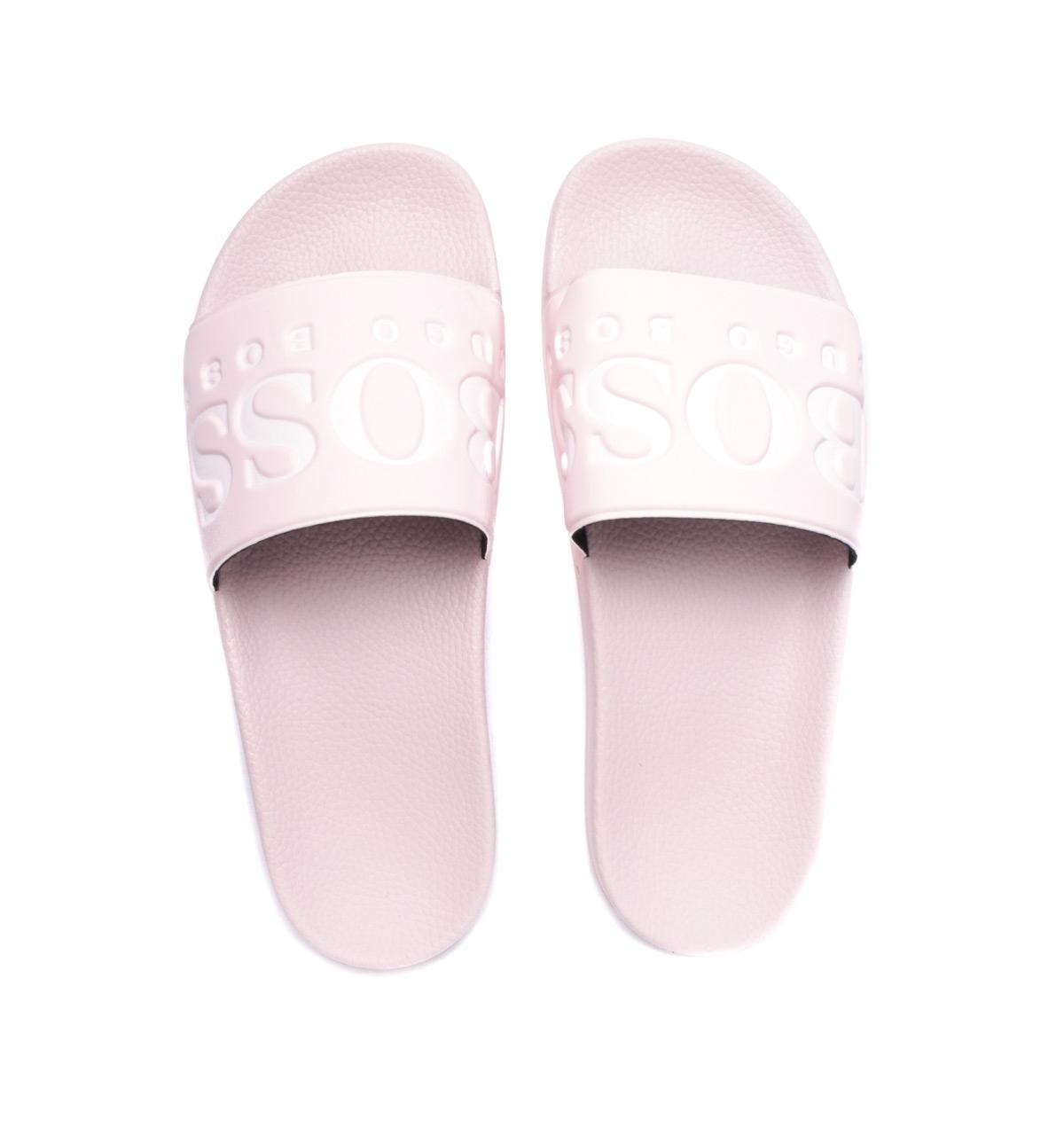 womens pink hugo boss sliders