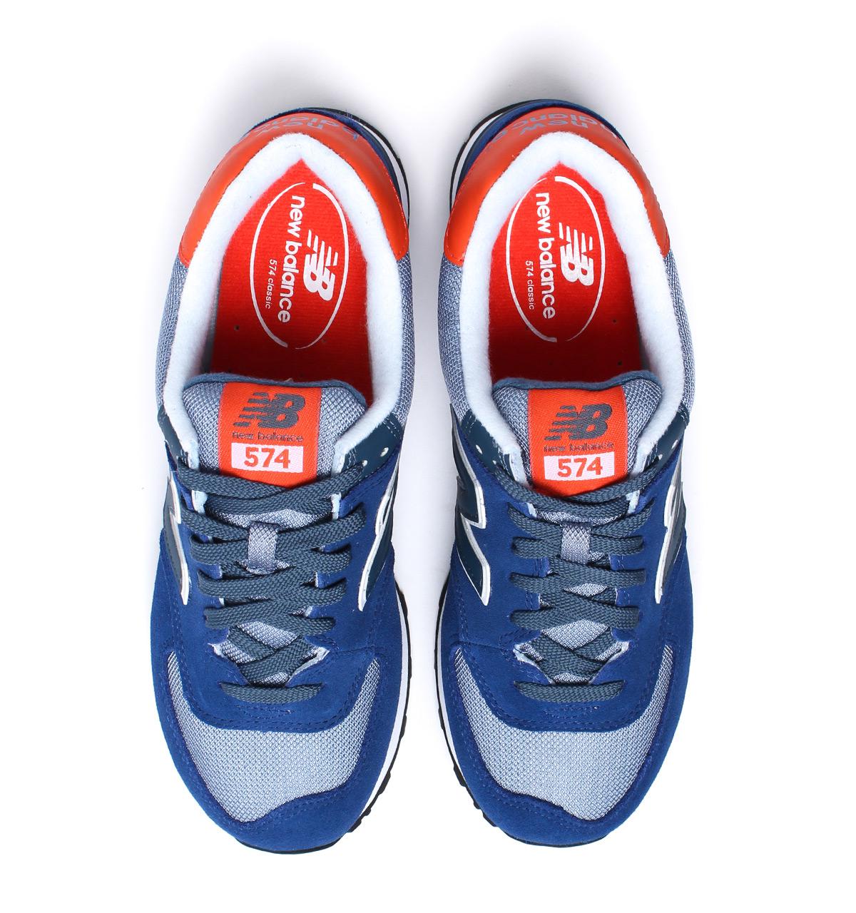 New Balance 574 Royal Blue & Orange Suede Trainers for Men | Lyst