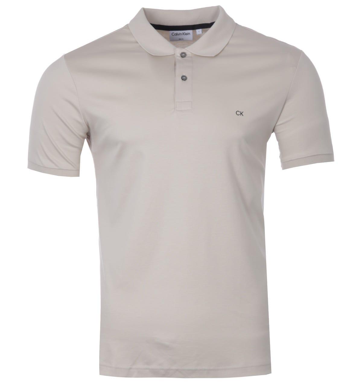 Calvin Klein Smooth Cotton Slim Fit Polo Shirt in Gray for Men | Lyst