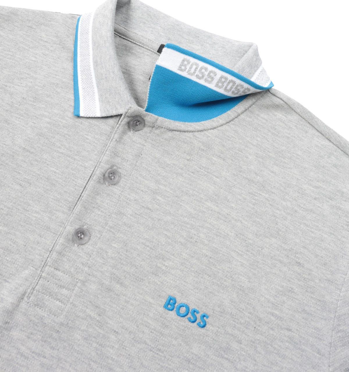 BOSS by HUGO BOSS Plisy Tipped Long Sleeve Polo Shirt in Gray for Men | Lyst