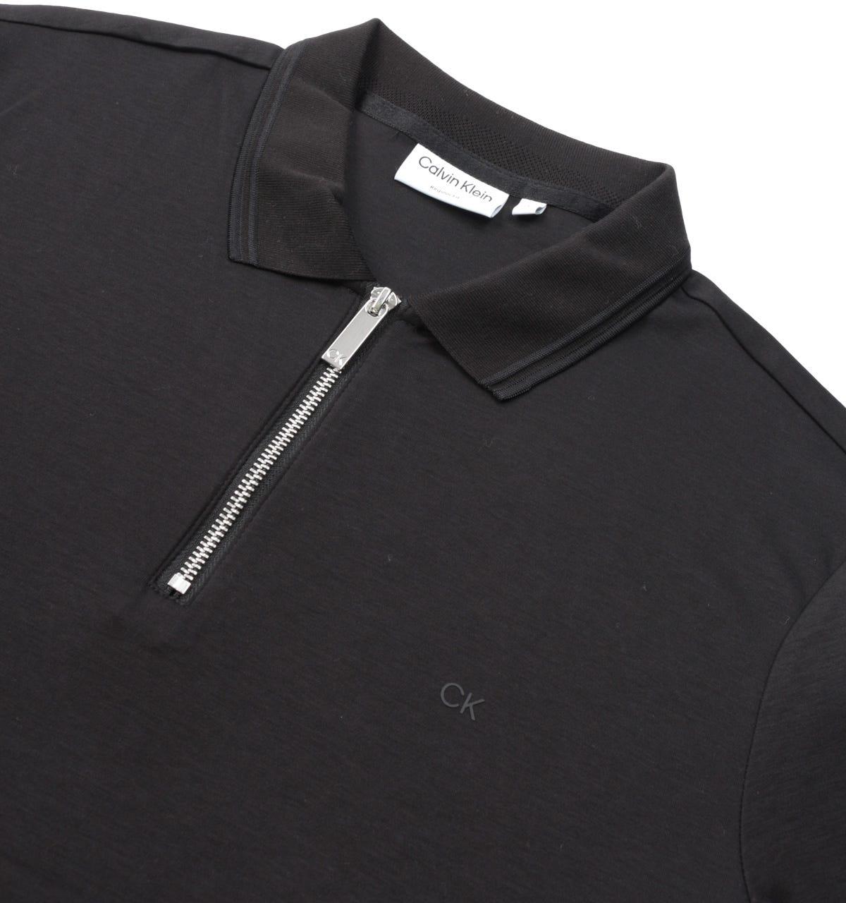 Calvin Klein Cotton Liquid Touch Zip Placket Polo Shirt in Black for Men -  Save 12% | Lyst