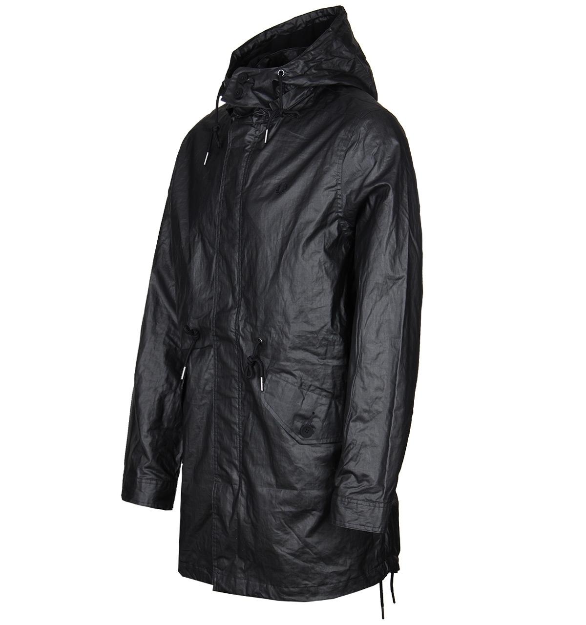 Fred Perry Cotton Anthracite Black Waterproof Fishtail Parka for Men - Lyst