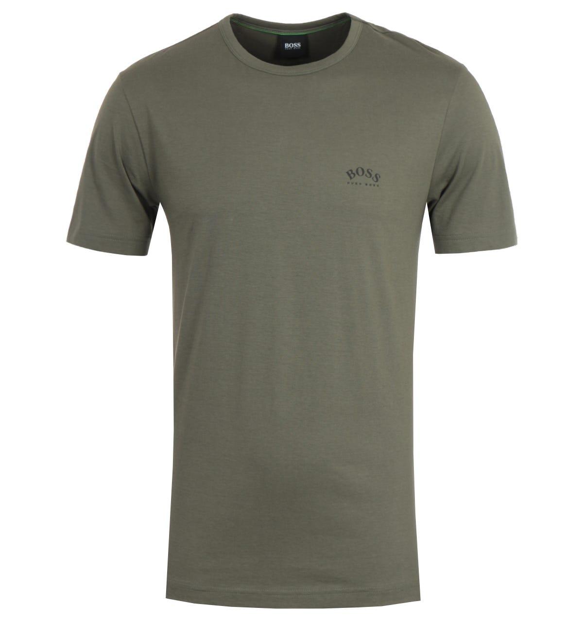 BOSS by HUGO BOSS Cotton Curved Logo T-shirt in Green for Men - Save 8% -  Lyst