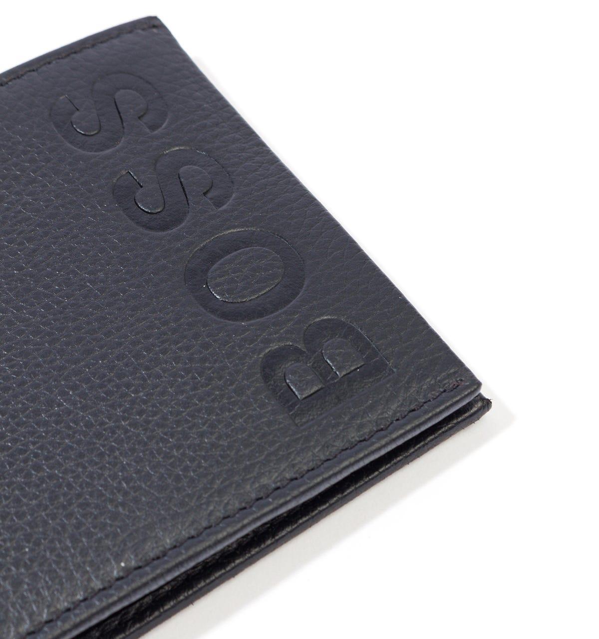 Soft Grain Leather.Card Holder Wallet Gift Designer Hugo Boss Bardio Men Black 