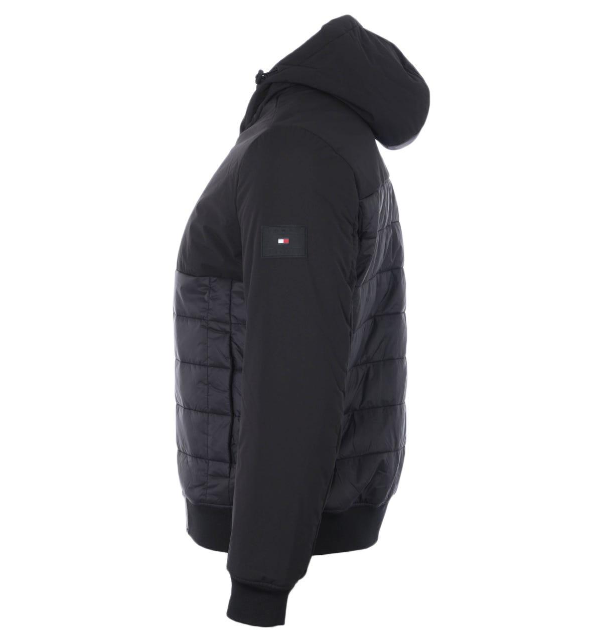 Tommy Hilfiger Synthetic Mixed Media Padded Hooded Jacket in Black for Men  - Save 43% | Lyst