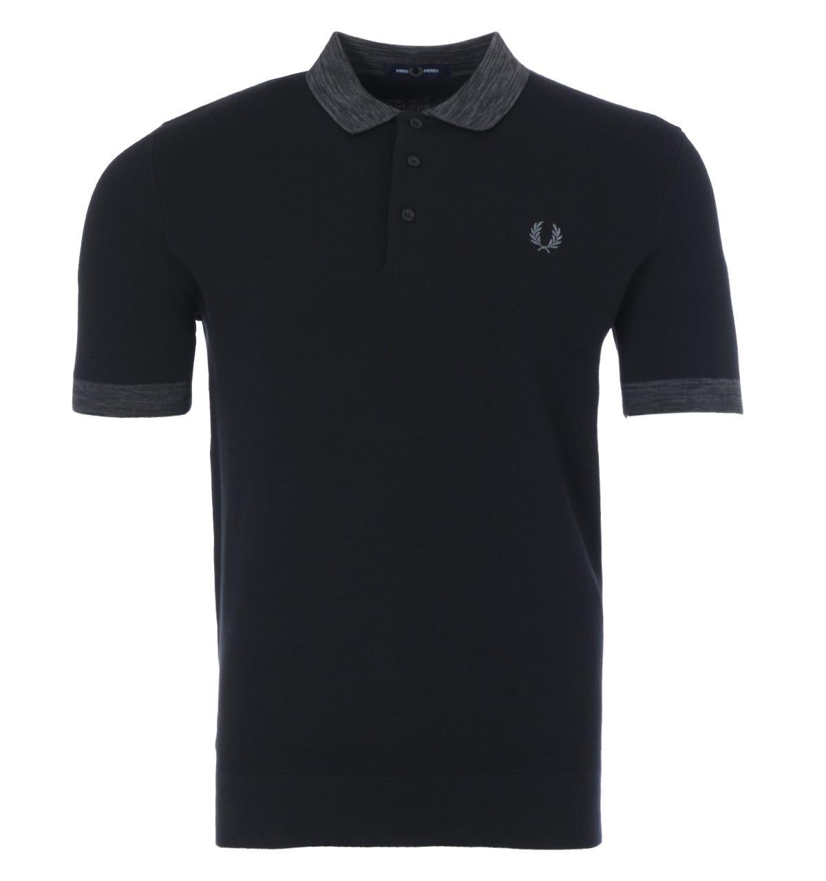 Fred Perry Cotton Space Dye Trim Knitted Polo Shirt in Black for Men - Save  18% | Lyst