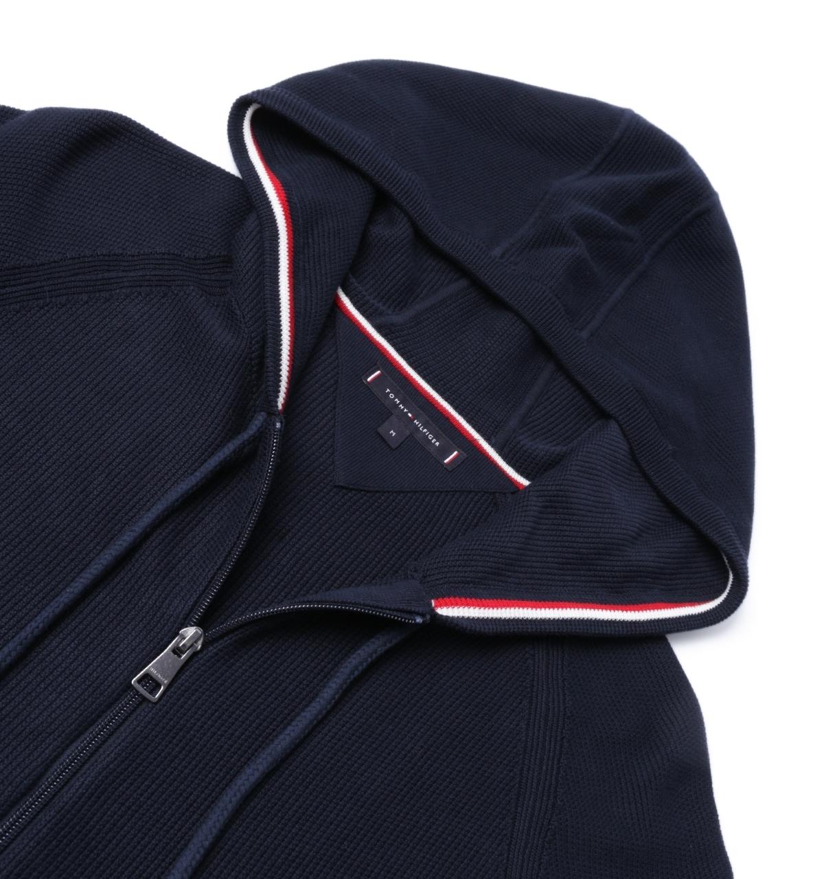 Tommy Hilfiger Structured Branded Navy Zip Hoodie in Blue for Men | Lyst