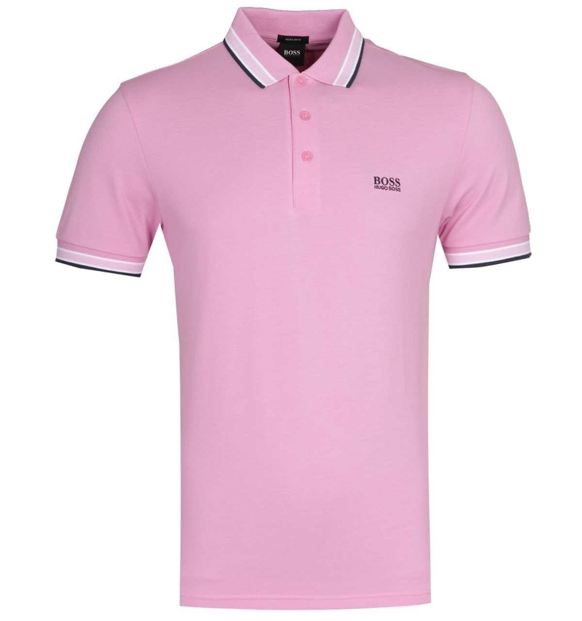BOSS by Hugo Boss Cotton Paddy Regular Fit Pink Tipped Polo Shirt for ...