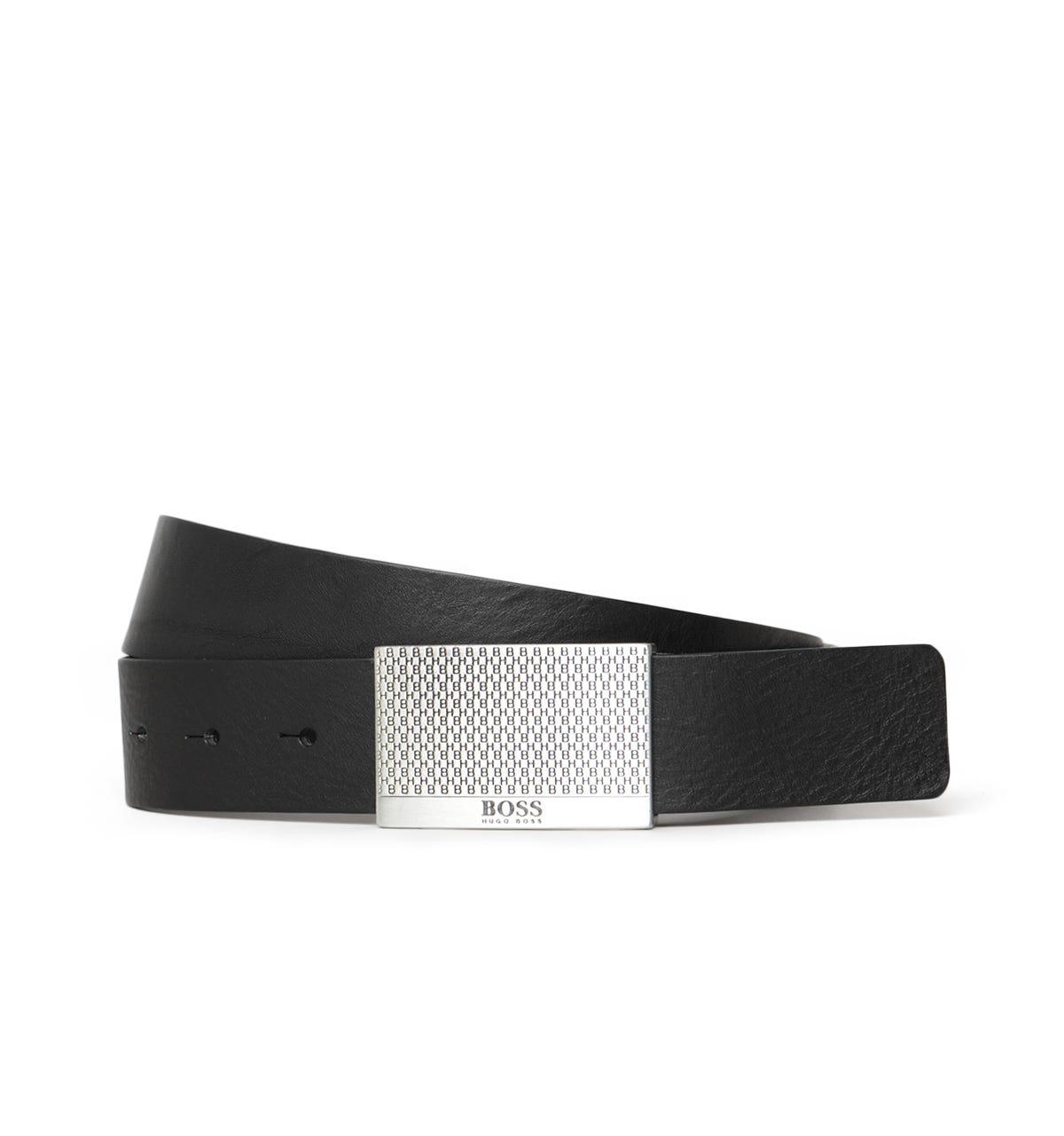 Leather Plaque Buckle Belt 