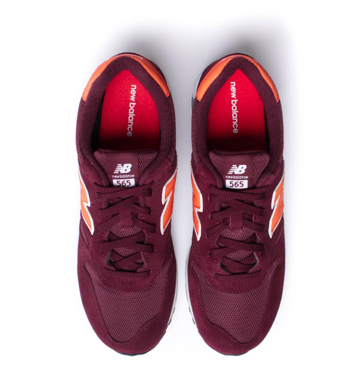 New Balance 565 Burgundy & Neon Orange Suede Trainers in Purple | Lyst