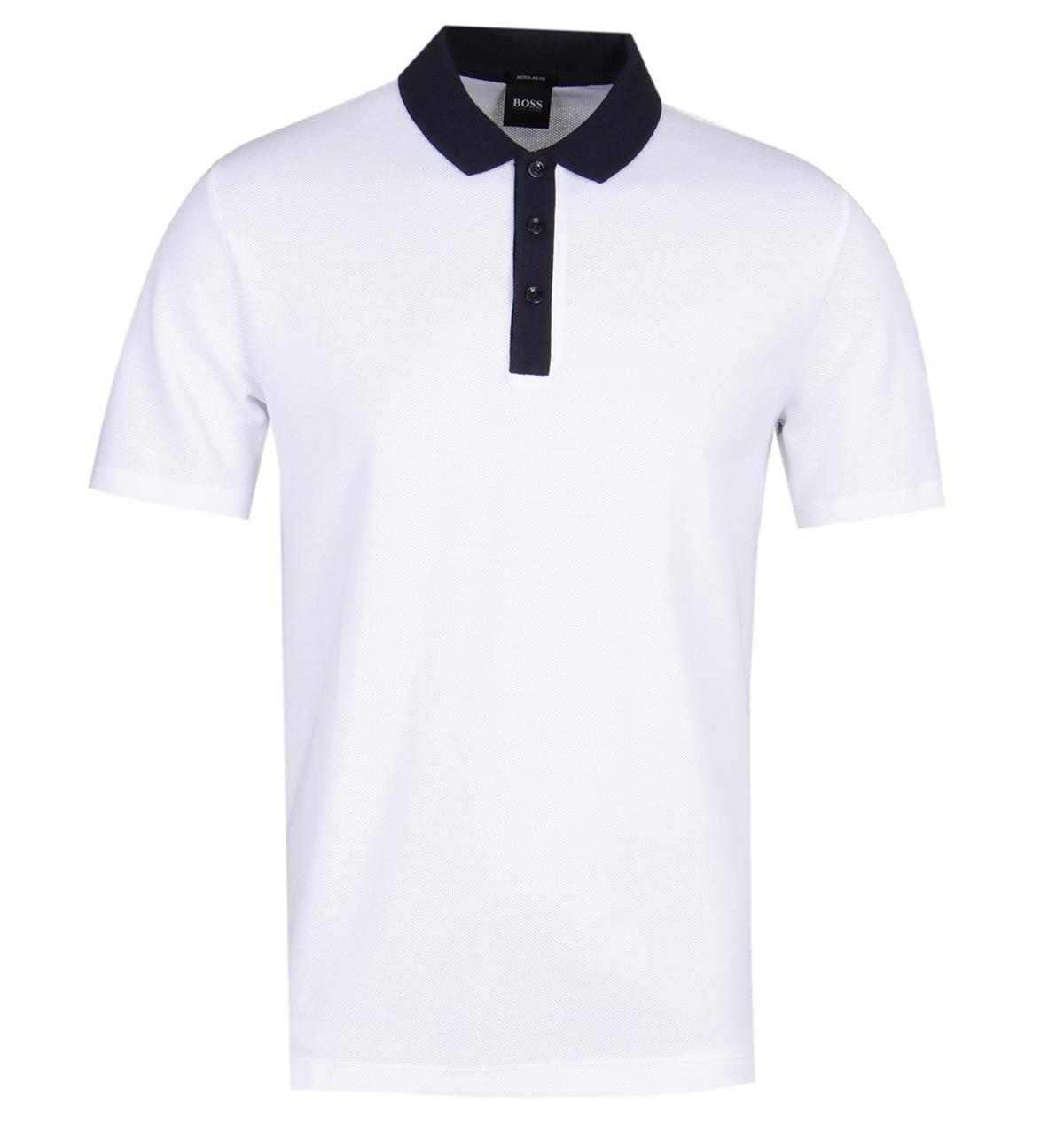 BOSS by Hugo Boss Cotton Piket 14 Contrast Collar White Polo Shirt for Men  - Lyst